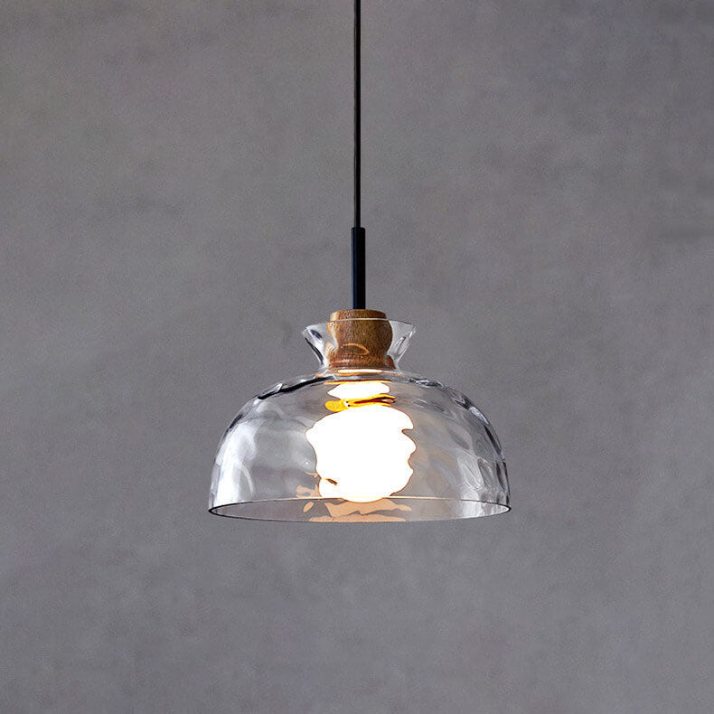 Nordic Clear Rippled Glass Pendant Light - 1-Light Shade