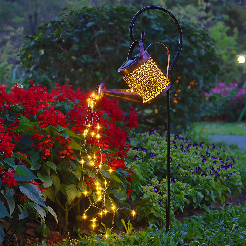 Iron Kettle Shower LED Solar Garden Light - Efficient Outdoor Illumination