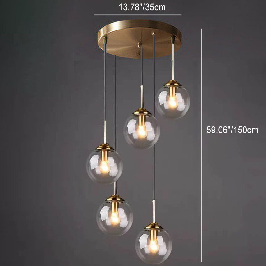 Contemporary Nordic Copper Glass Shade Island Light Chandelier - 1/3/5-Light for Dining Room