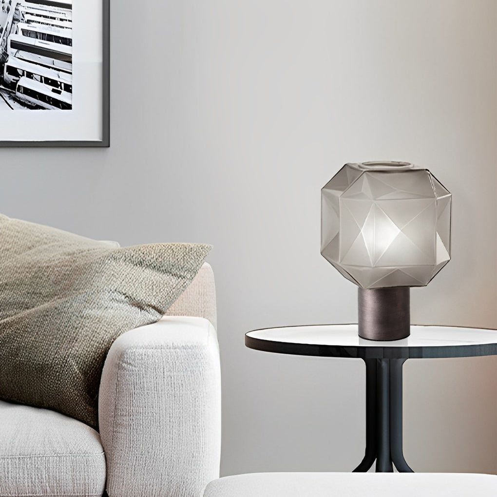 Modern 1-Light Cylinder Smoke Glass Orb Table Lamp