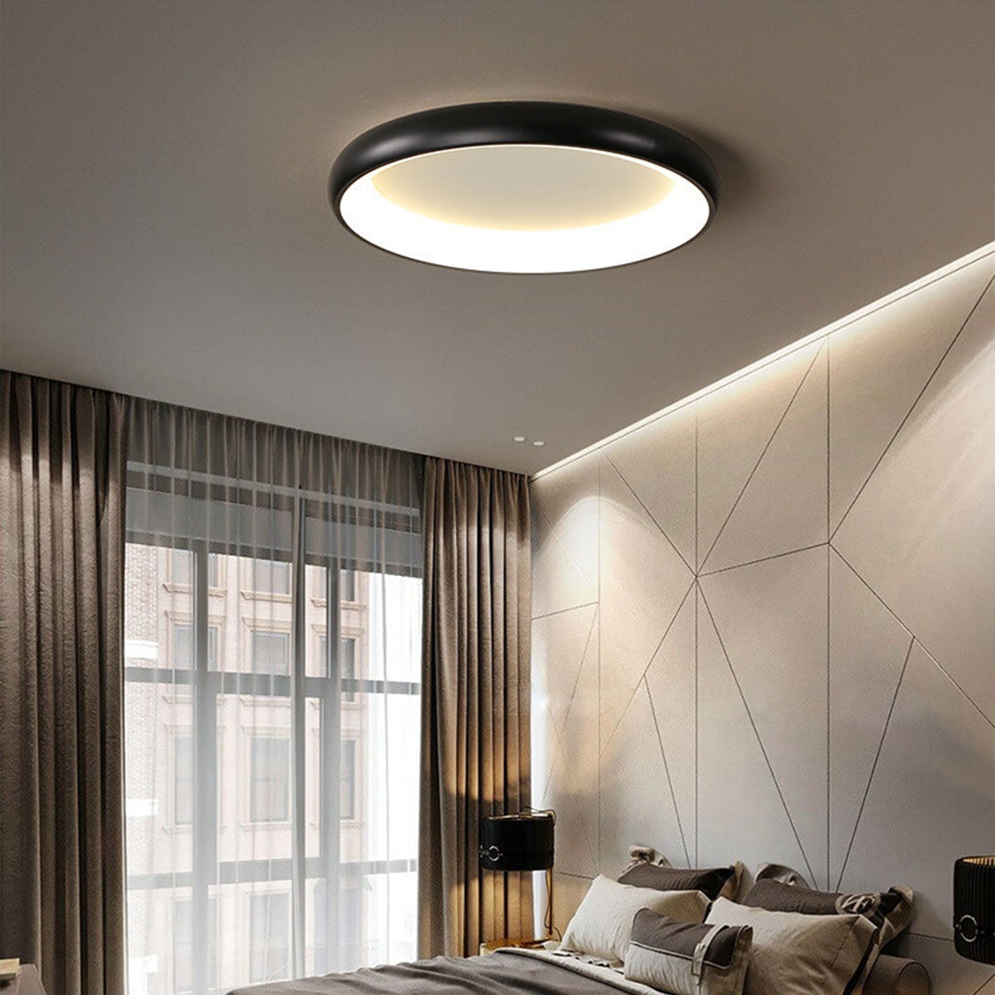 Modern Minimalist Round LED Flush Mount Ceiling Light - Aluminum & Acrylic Design