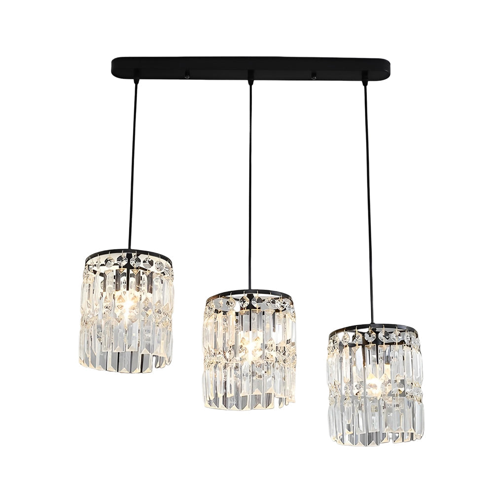 Cylindrical Dimming Nordic Pendant Light - 3-Step Crystal Shade Fixture