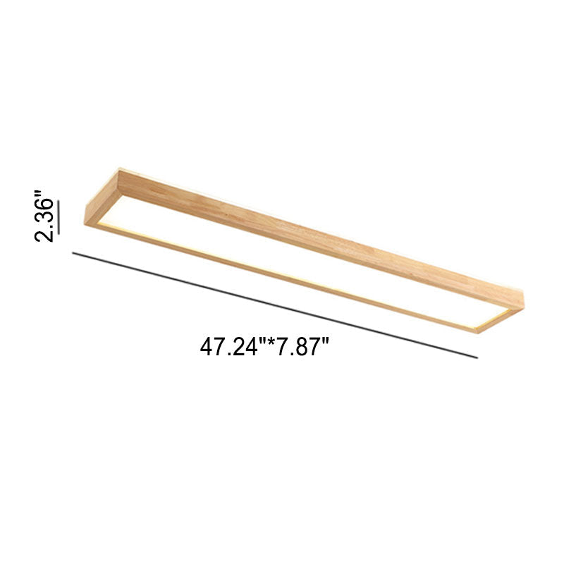 Japanese Minimalist Walnut LED Flush Mount Ceiling Light