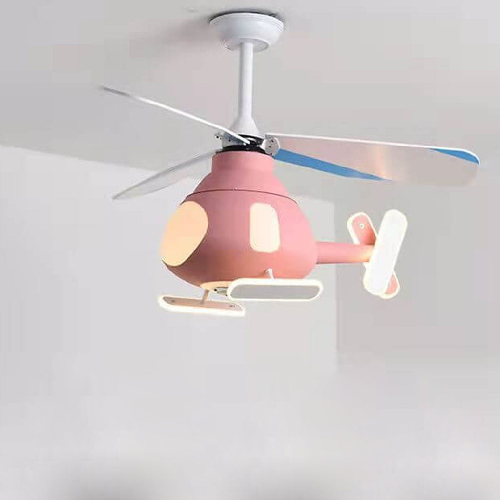Cartoon Aircraft Ceiling Fan Light with LED Downrods - Unique Home Decor, Kids Room Lighting, Aviation Style Fans, Energy-Efficient Illumination