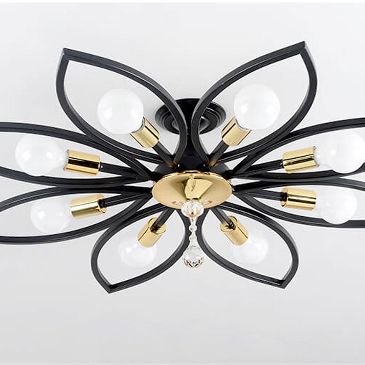 Nordic Luxury Wrought Iron Crystal Flush Mount Ceiling Light - 6/8 Light Design