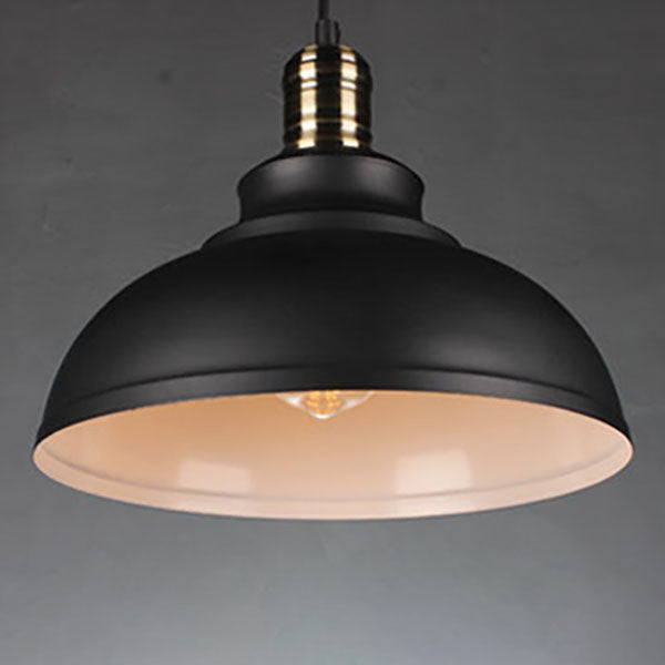 Contemporary Industrial Dome Pendant Light - Round Iron 1-Light Fixture for Living Room