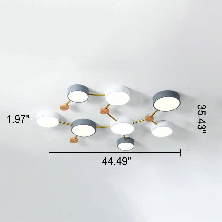 Scandinavian Minimalist Solid Wood Iron LED Flush Mount Light