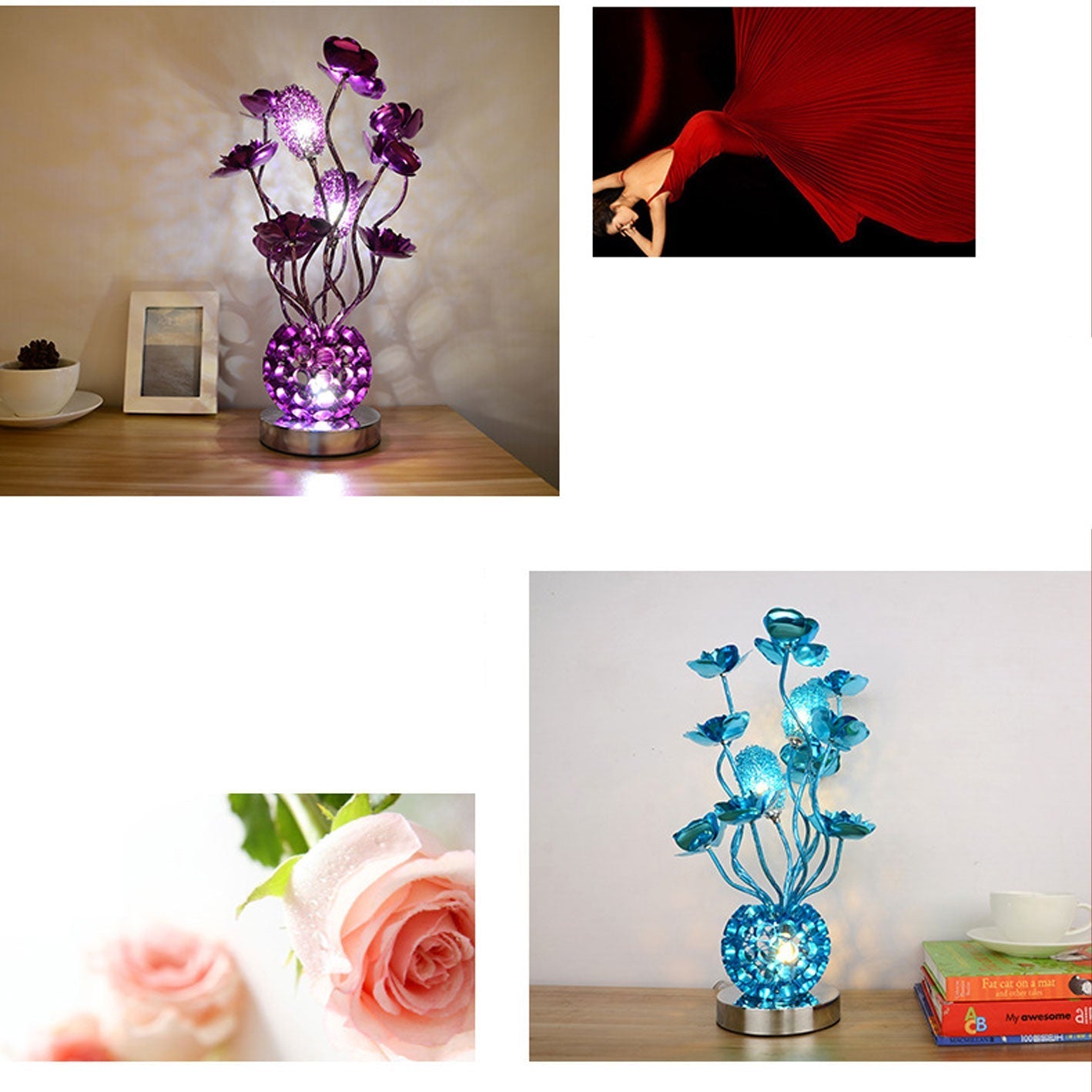 Rose Aluminum LED Table Lamp - Modern Design, Stylish Lighting, Energy Efficient, Home Decor, Bedroom, Living Room, Adjustable Brightness