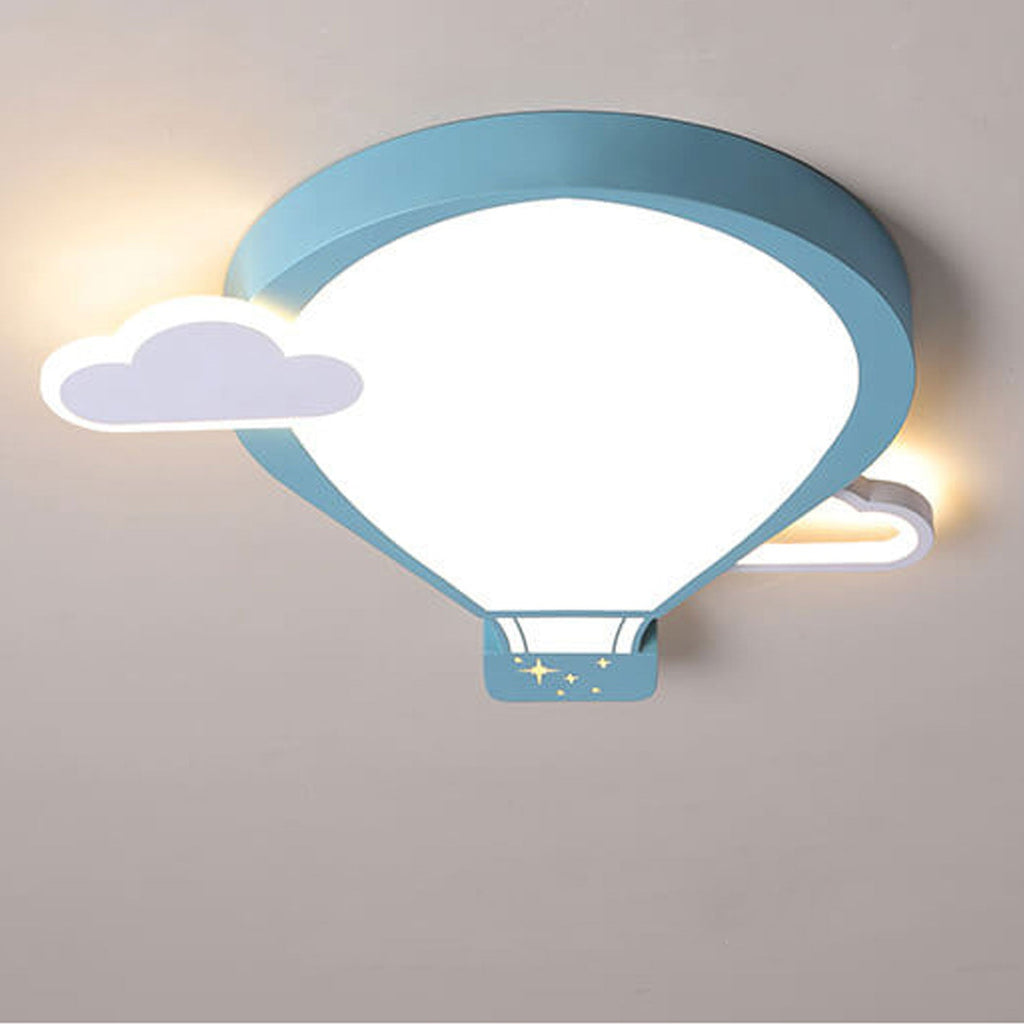Cartoon Hot Air Balloon Kid LED Flush Mount Ceiling Light Nursery Bedroom Fixture Kids Room Decor Childrens Lighting Cute Cartoon Ceiling Lamp Colorful Adventure Theme Adjustable Brightness Fun Illustration Design Energy Efficient Safe Lighting Kids Ceili