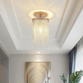 Metal LED Modern Farmhouse Semi Flush Mount Light with Tassel Pendant