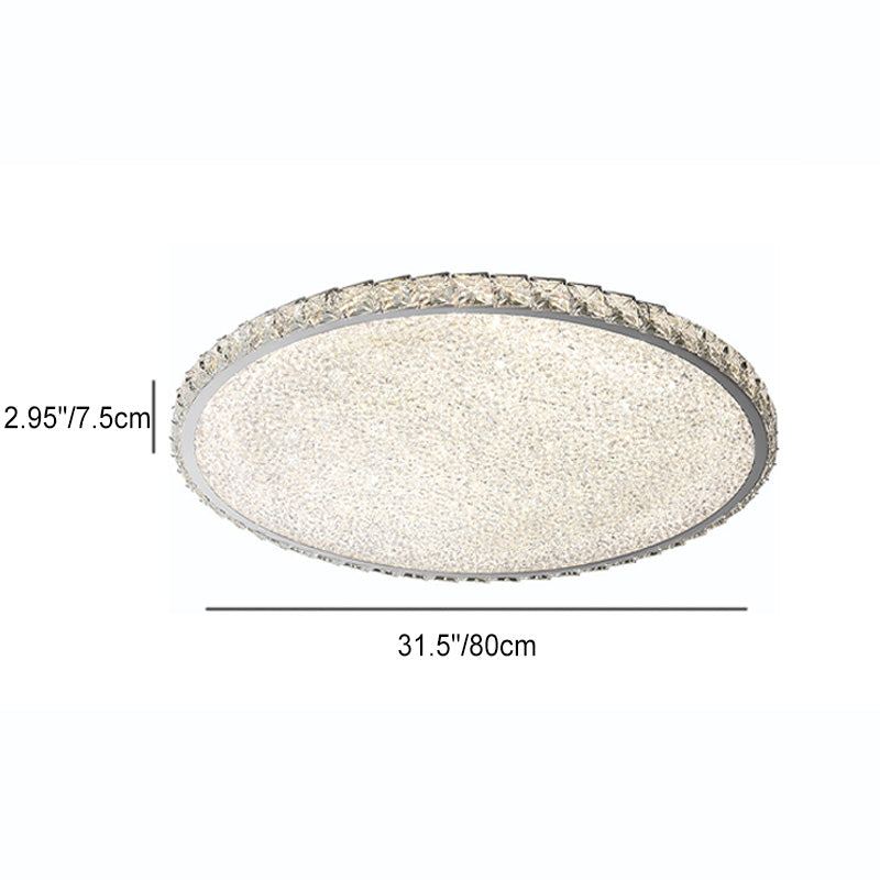 Modern Luxury LED Flush Mount Ceiling Light - Stainless Steel & Crystal Design for Living Room