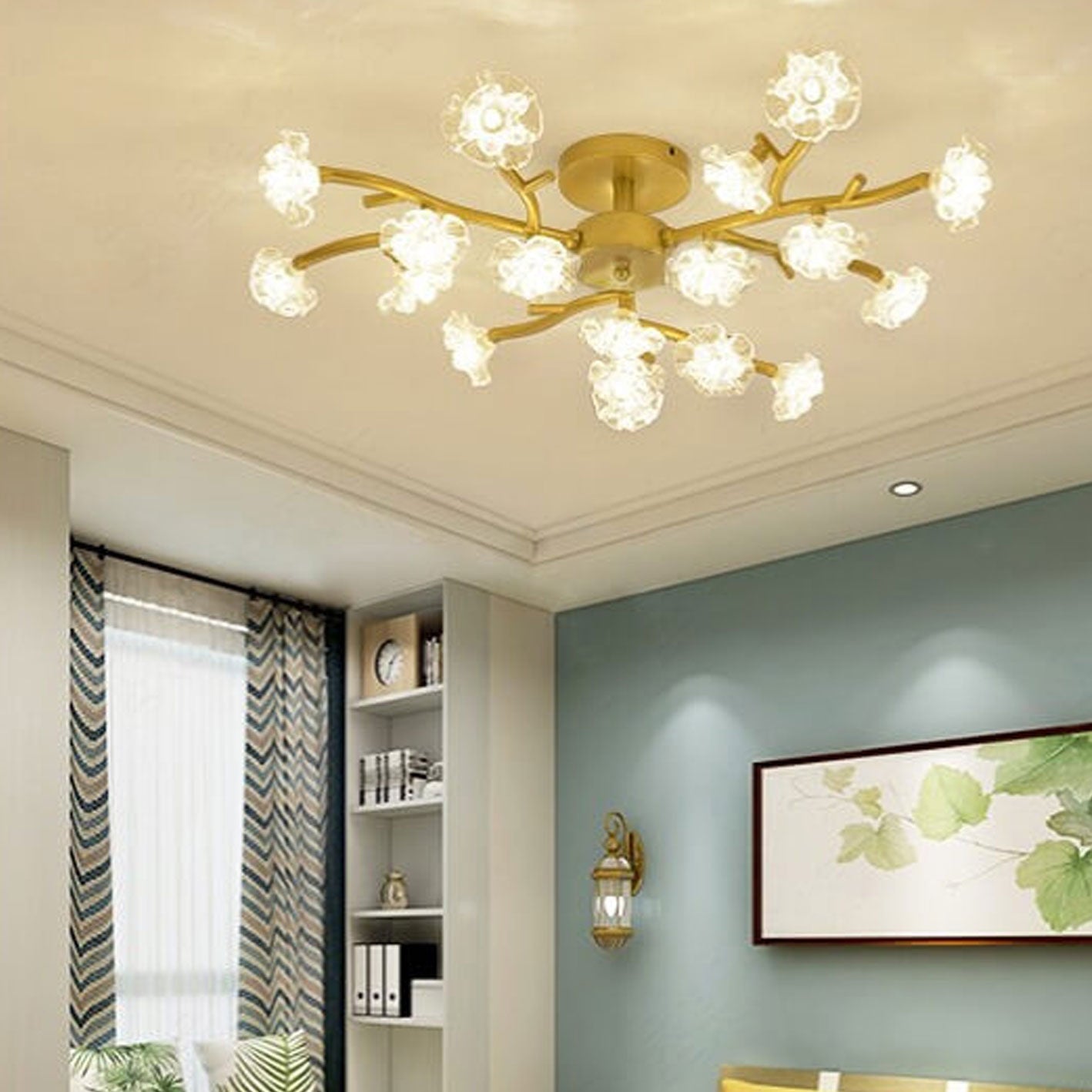 Nordic Creative Plum Blossom LED Semi-Flush Mount Ceiling Light