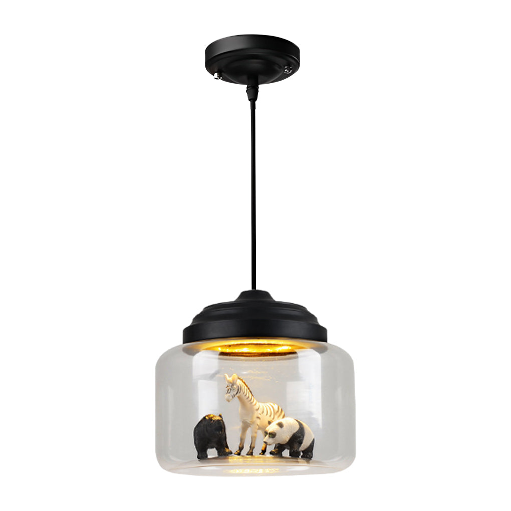 Personality Animal Model LED Pendant Light - Modern Black Decor Glass Jar
