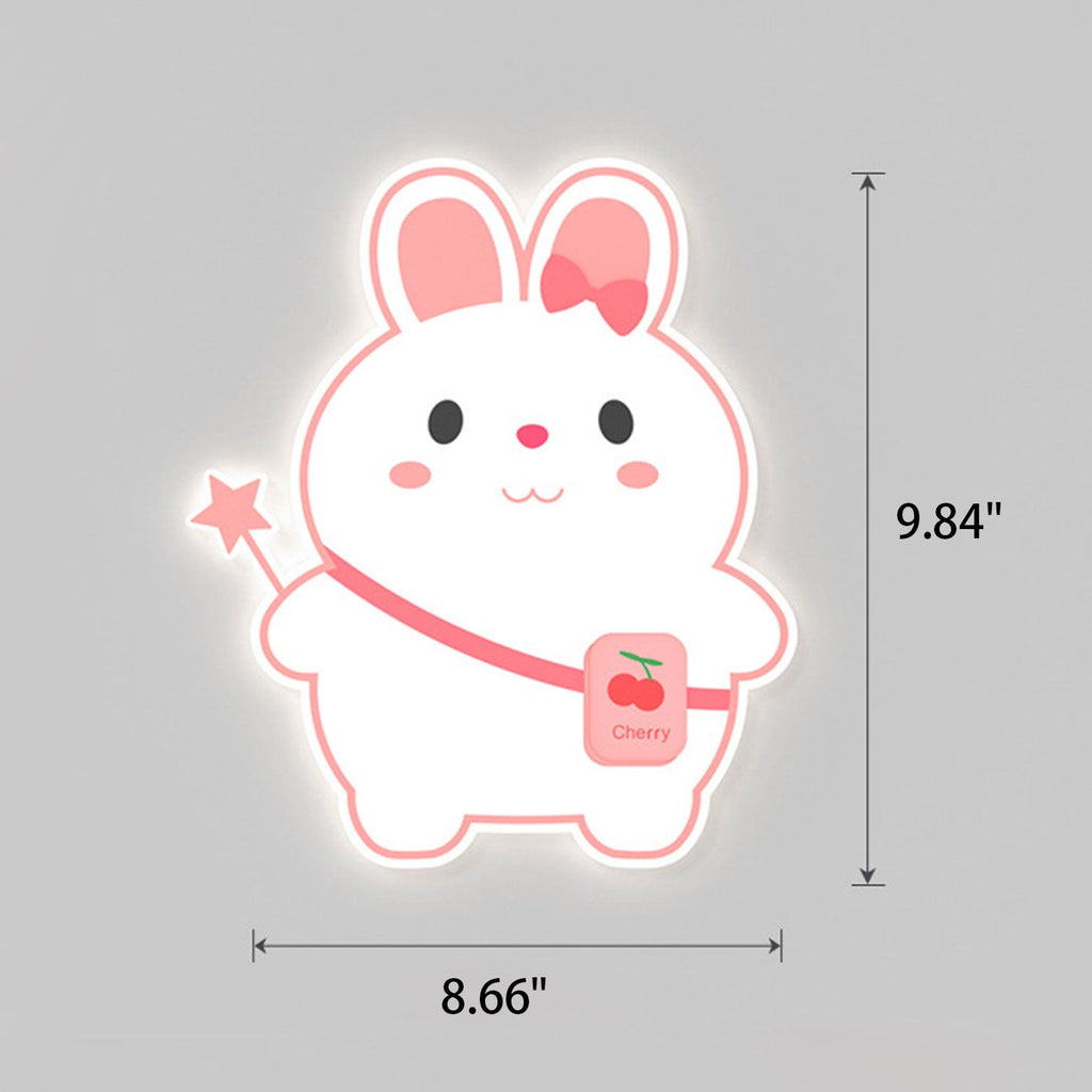 Creative Cartoon Rabbit Unicorn Kids LED Wall Sconce Lamp Night Light for Nursery Bedroom Home Decor Cute Animal Design Battery Operated Soft Glow Accent Light for Children's Room Playroom Wall Decor Gifts for Kids