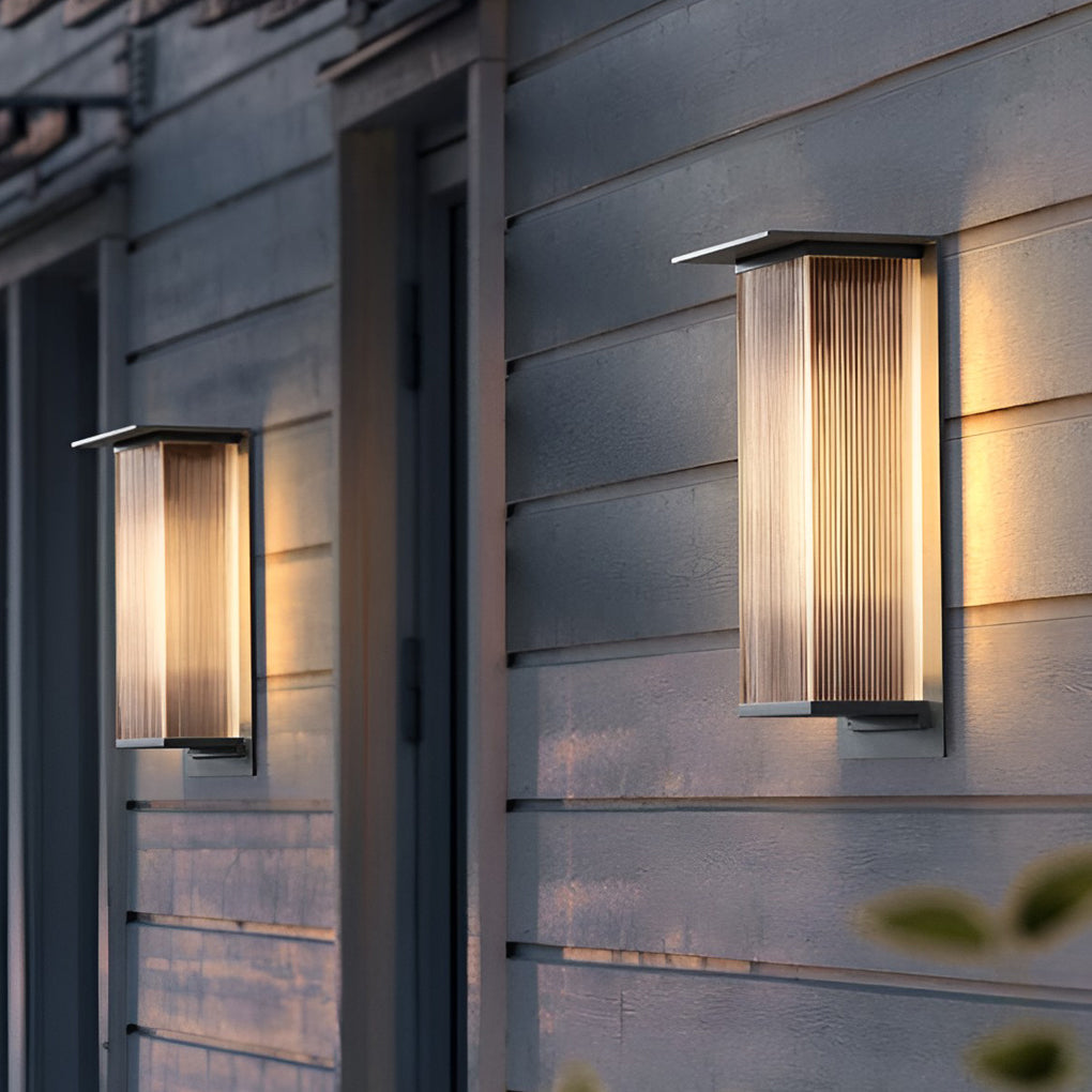 Rectangular Waterproof LED Solar Wall Sconce Lighting - 3W Modern Outdoor Fixture