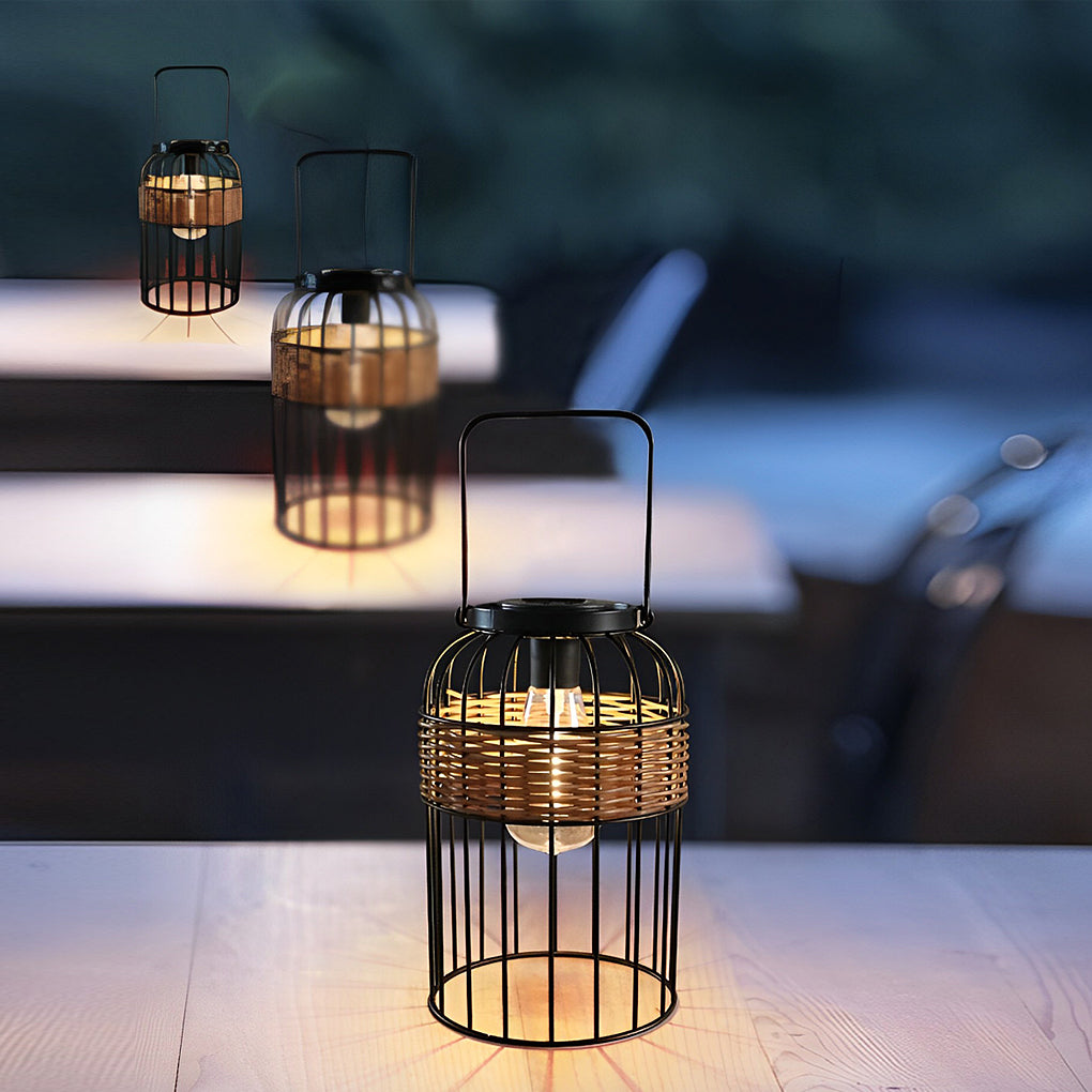 Portable Rattan Solar Night Light - Waterproof Intelligent Lantern