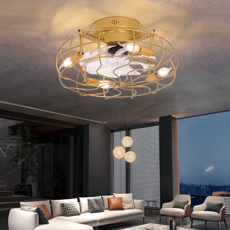 Industrial Retro Tungsten 4-Light Flush Mount Ceiling Fan Light