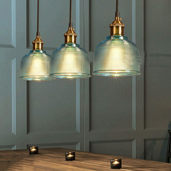 Vintage Lattice Glass Pendant Light - 1-Light Fixture for Dining, Kitchen & Living Room