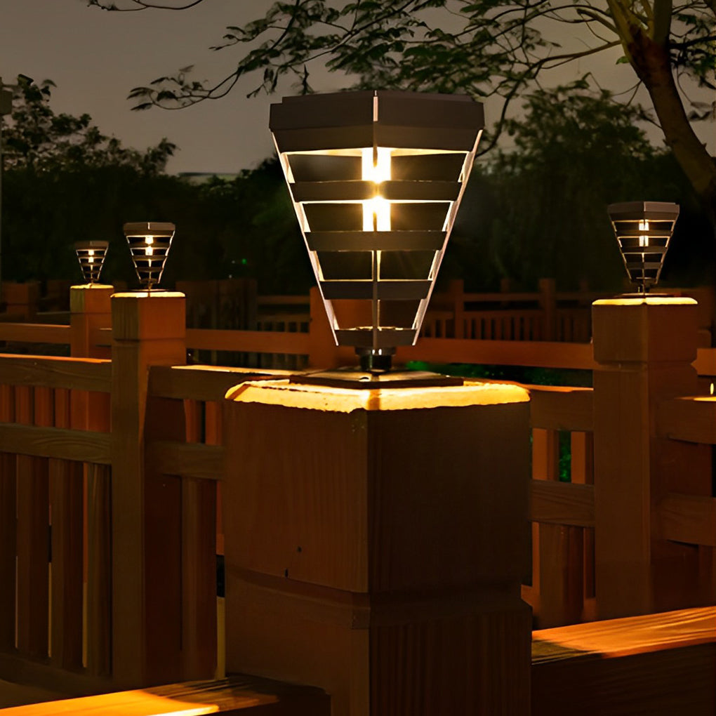 Smart Solar Black Outdoor Post Light - Weatherproof LED Lawn Lamp with Intelligent Light Control