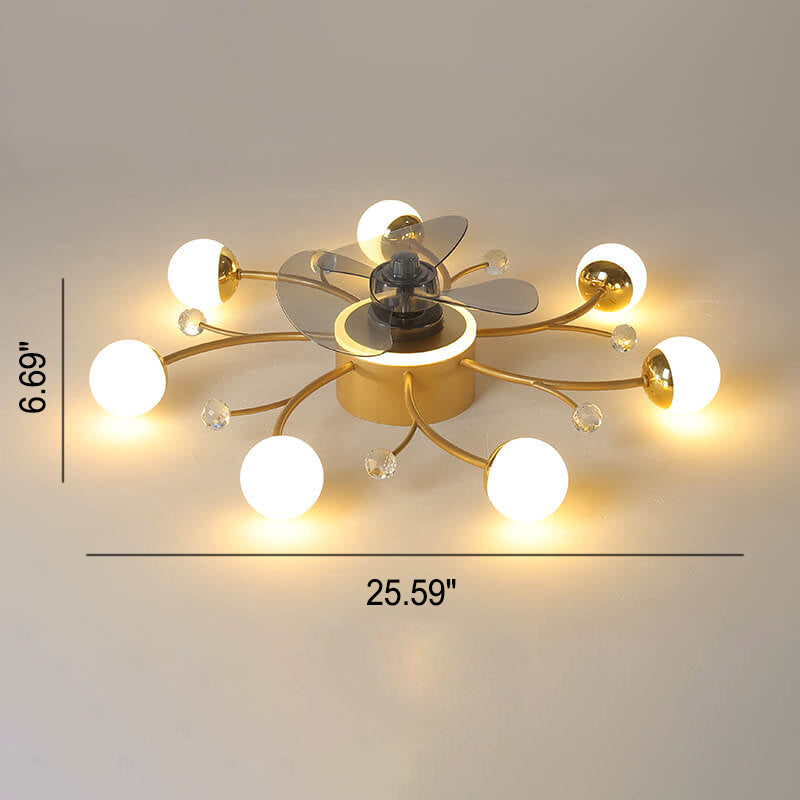 Nordic Light Luxury 5/7-Light LED Flush Mount Ceiling Fan