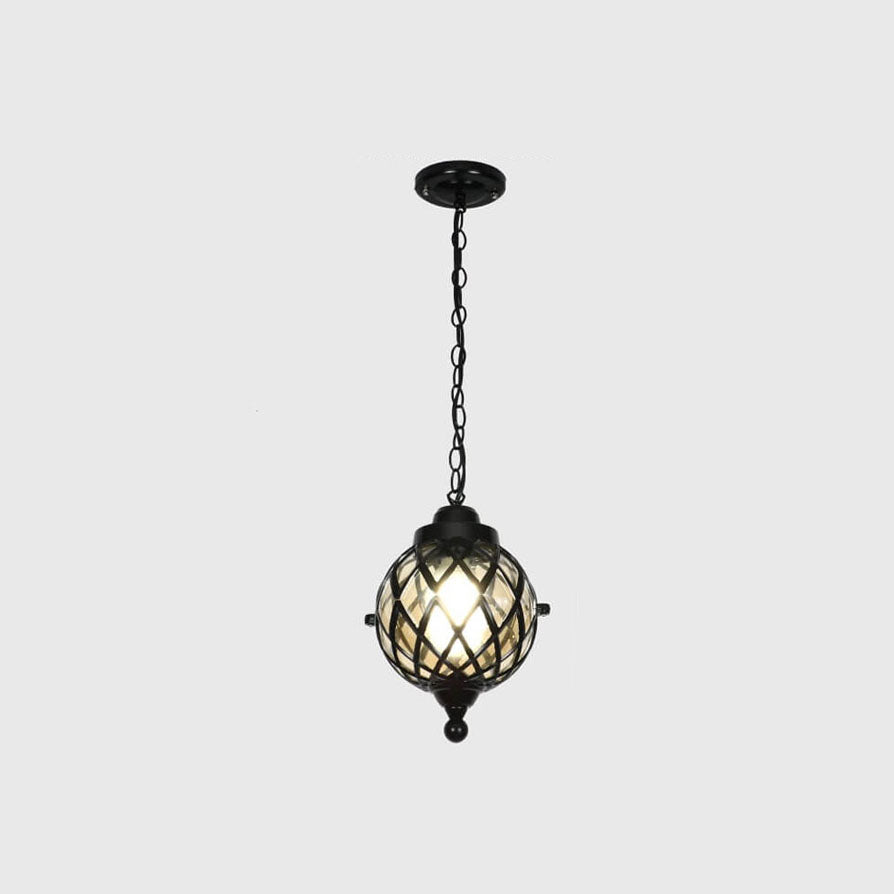 European Vintage Round Ball Die-Cast Aluminum Outdoor Waterproof Pendant Light 1-Light