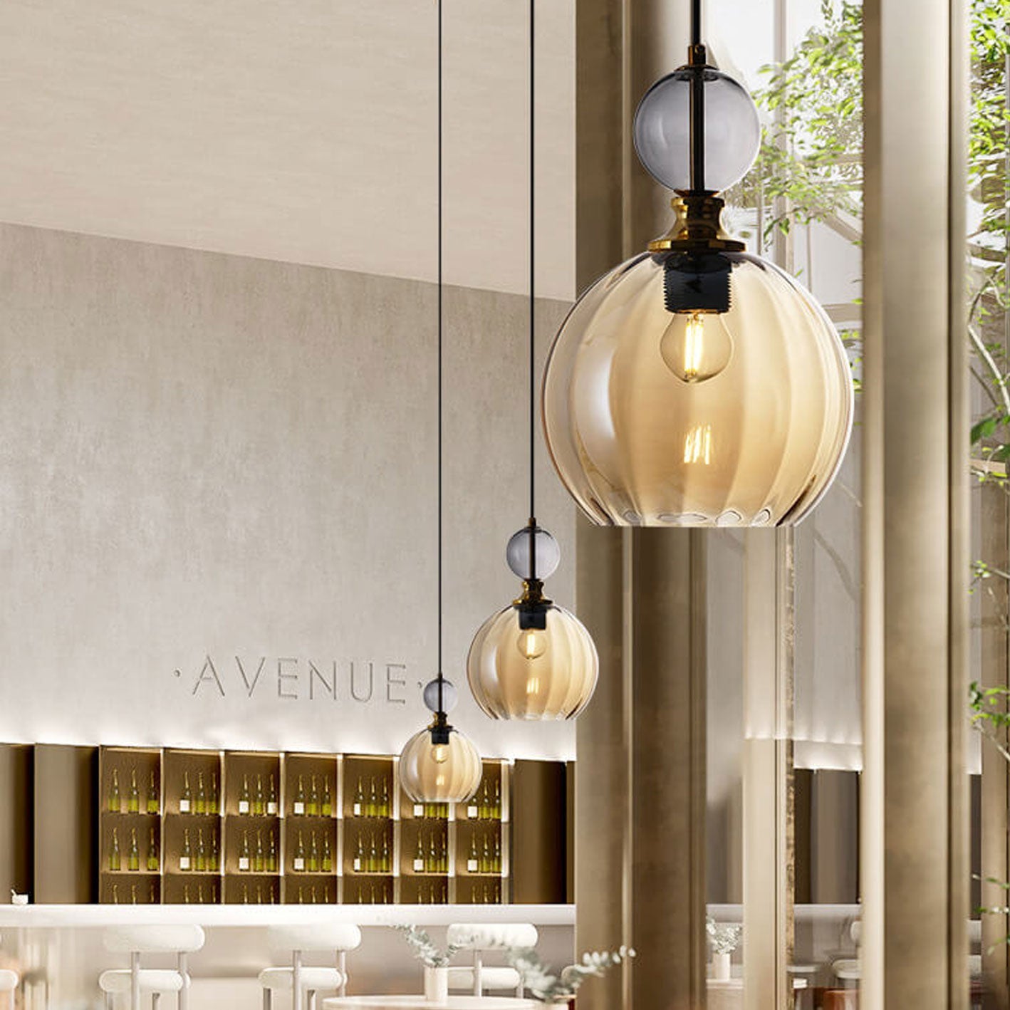 Danish Creative Stripes Round Glass 1/3 Light Chandelier - Modern Lighting Fixture, Unique Design, Home Décor, Elegant Illumination