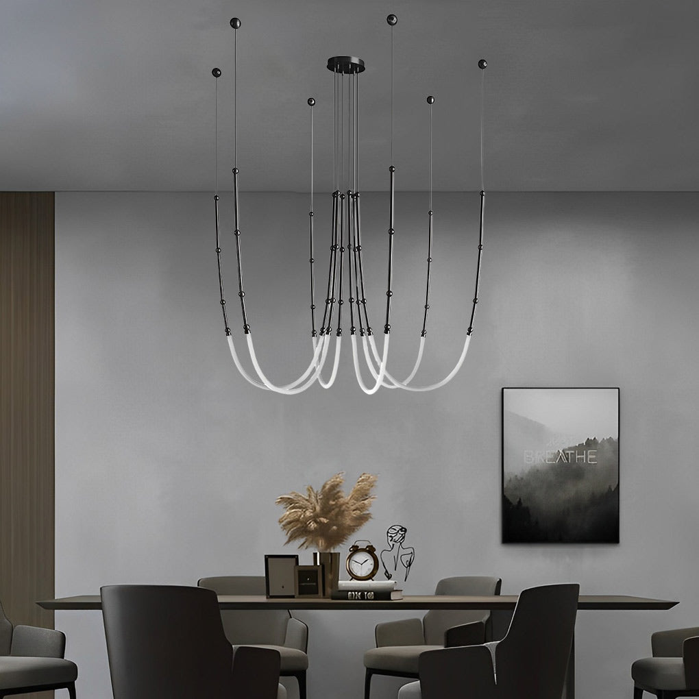 Adjustable Minimalist Bamboo Knot Chandelier - Modern Staircase Lighting