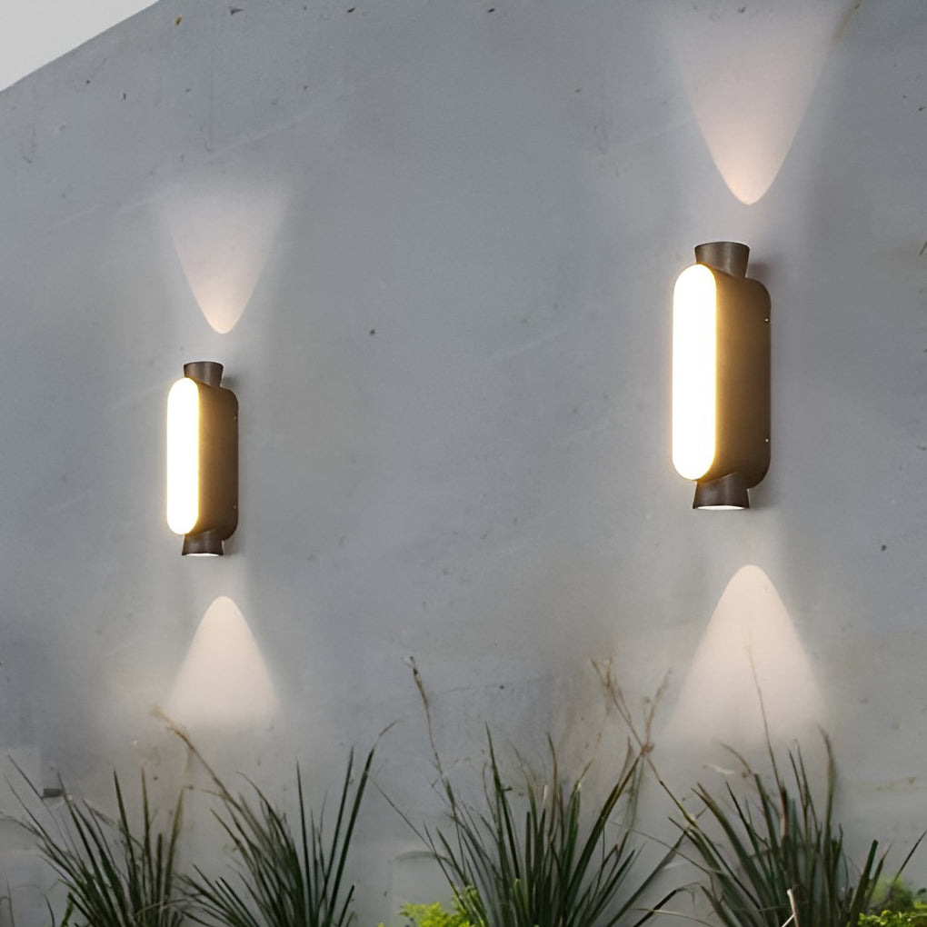 Waterproof LED Outdoor Wall Sconce - Black Modern Up and Down Lights