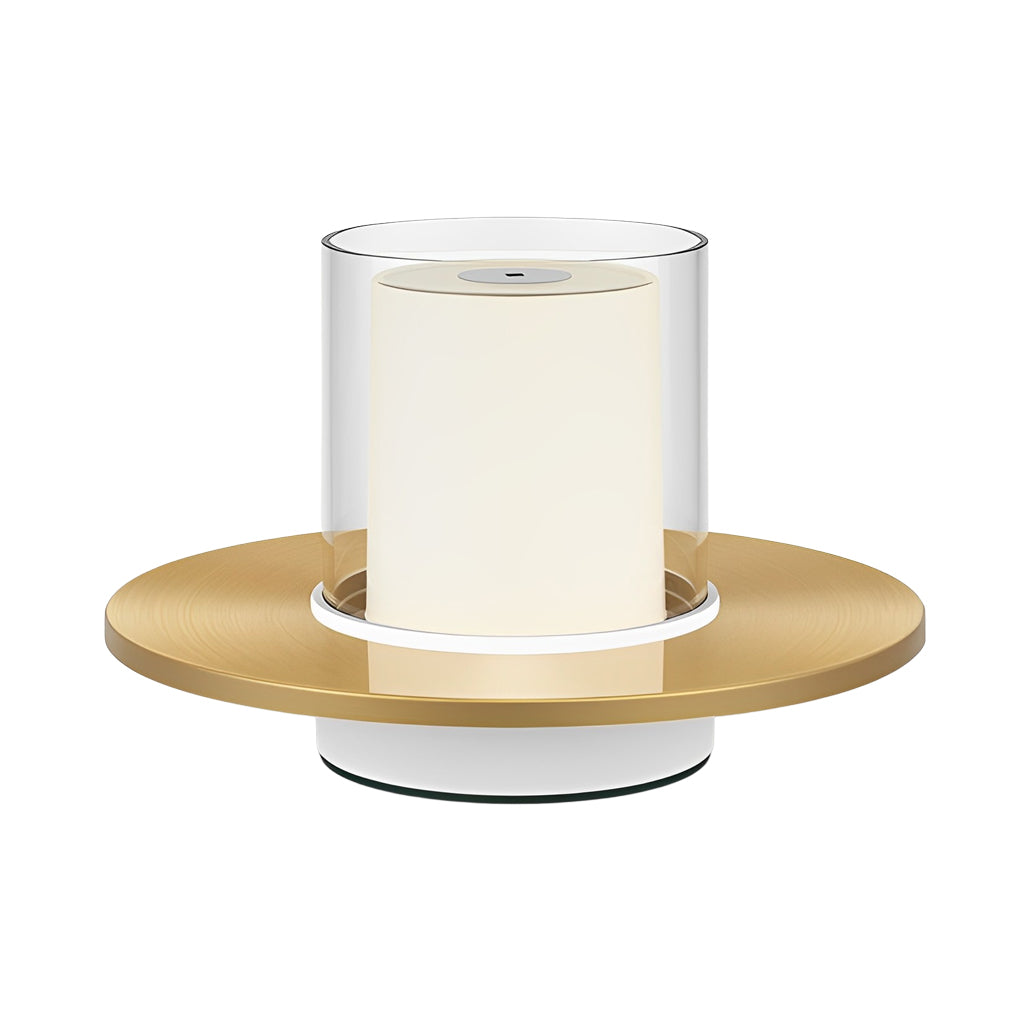Modern Cordless Candle Table Lamp with Dish Base - Stylish LED Accent Lighting for Home Decor