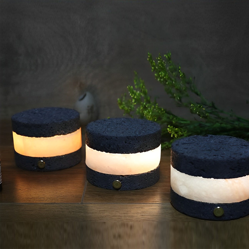 Volcanic Brick Mini Cordless Table Lamp - Portable LED Accent Light for Home Decor, Indoor and Outdoor Lighting, Modern Design, USB Rechargeable
