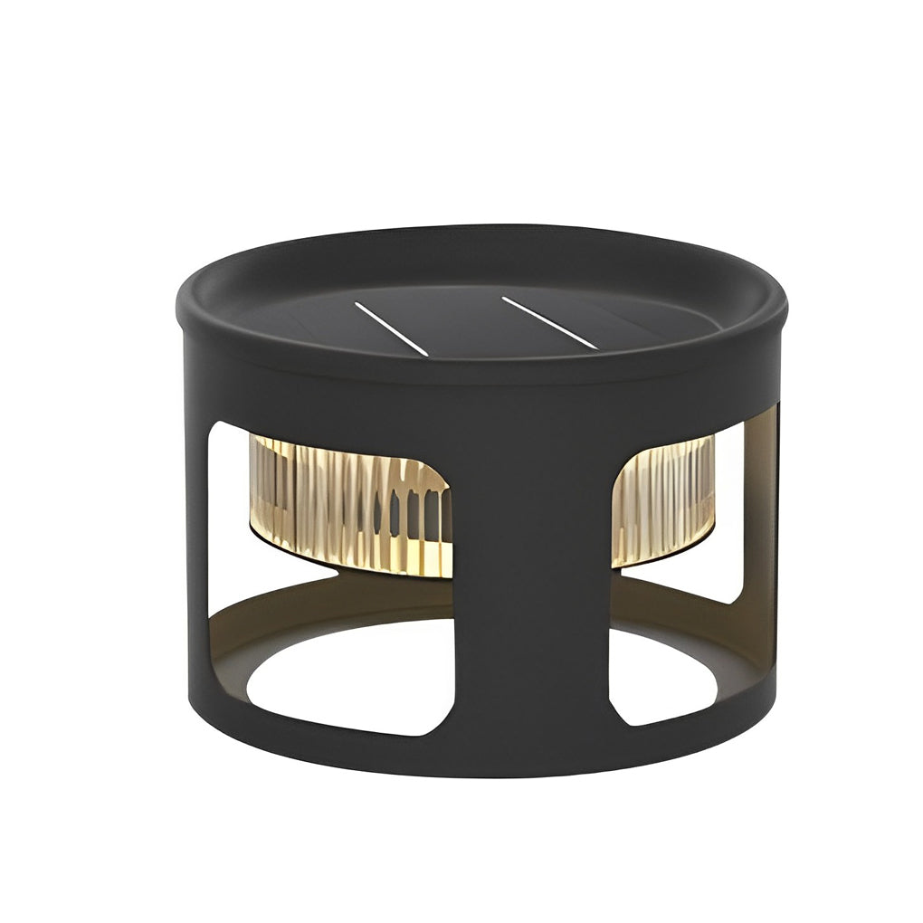 Round Table Lamp with Solar-Powered LED Under-Table Lighting for Outdoor Use