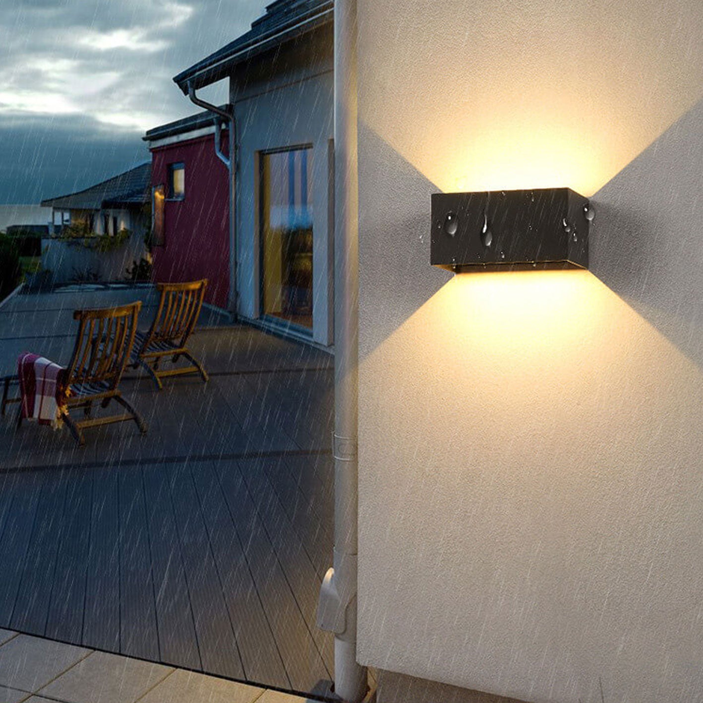 Modern Outdoor Waterproof Rectangular LED Wall Sconce – Up and Down Illumination