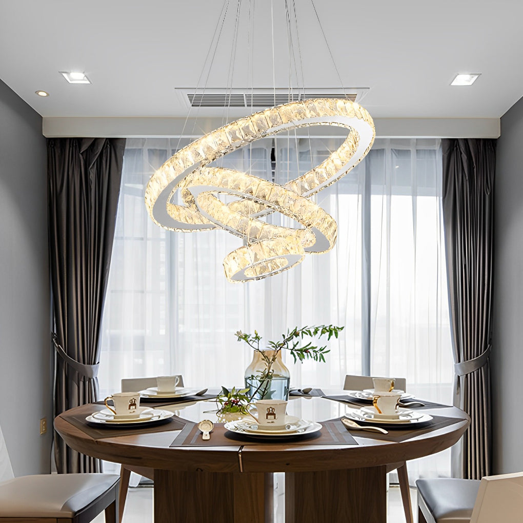 Luxury Crystal LED Chandelier 3-Tier Geometric Pendant Light