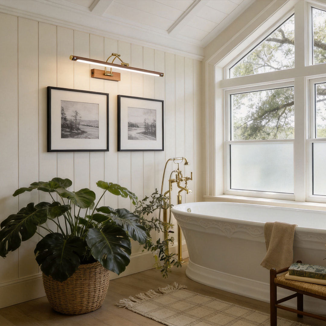 Mid-Century Modern Bathroom Vanity Light Bar with Motion Sensor LED Lighting, Stylish Bathroom Fixtures, Energy-Efficient Bathroom Lighting, Adjustable LED Light Bar for Home Decor, Vintage Style Bathroom Vanity Light, Easy Install Bathroom Light Fixture,