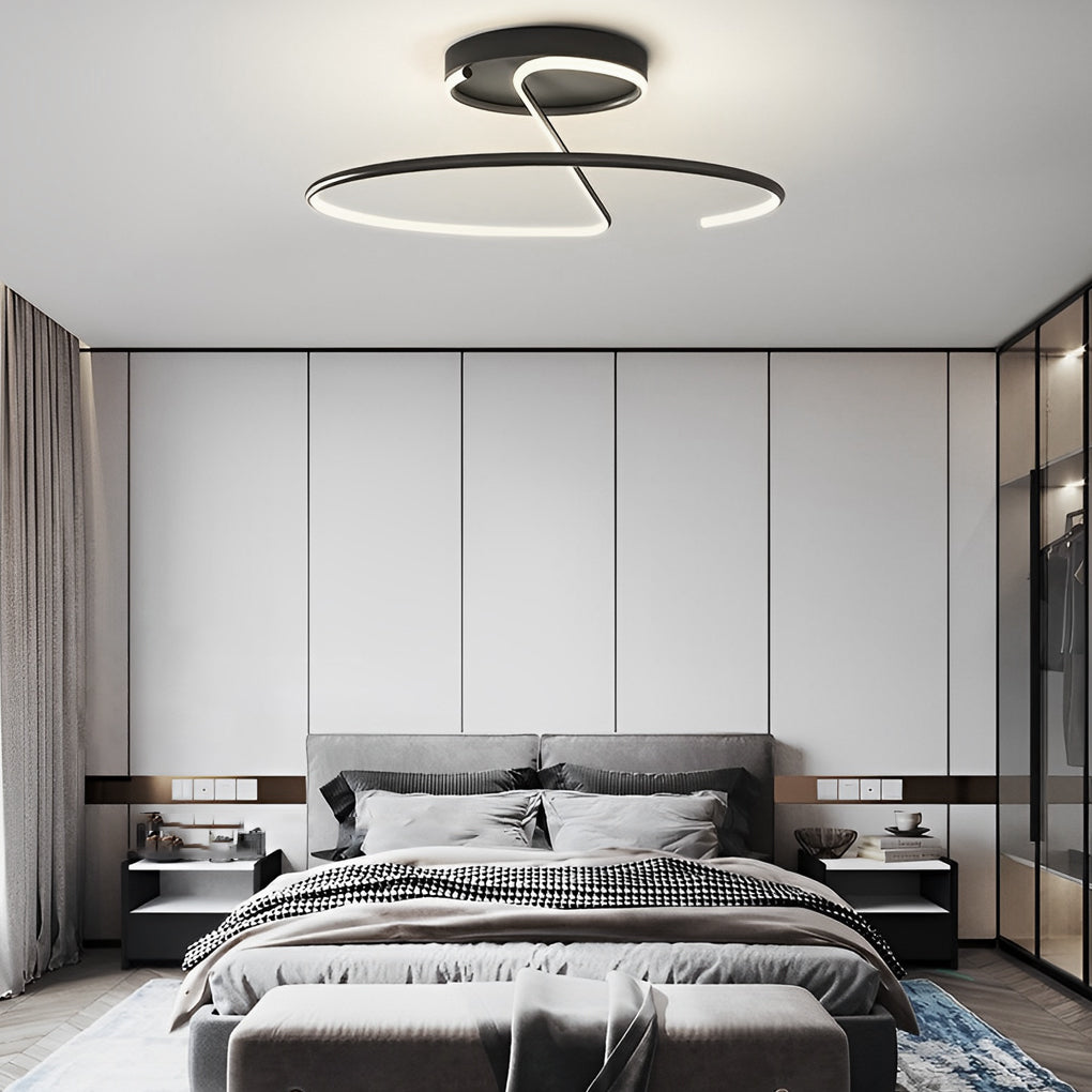 Semi Circle Modern LED Ceiling Light - Dimmable Streamlined Metal Fixture
