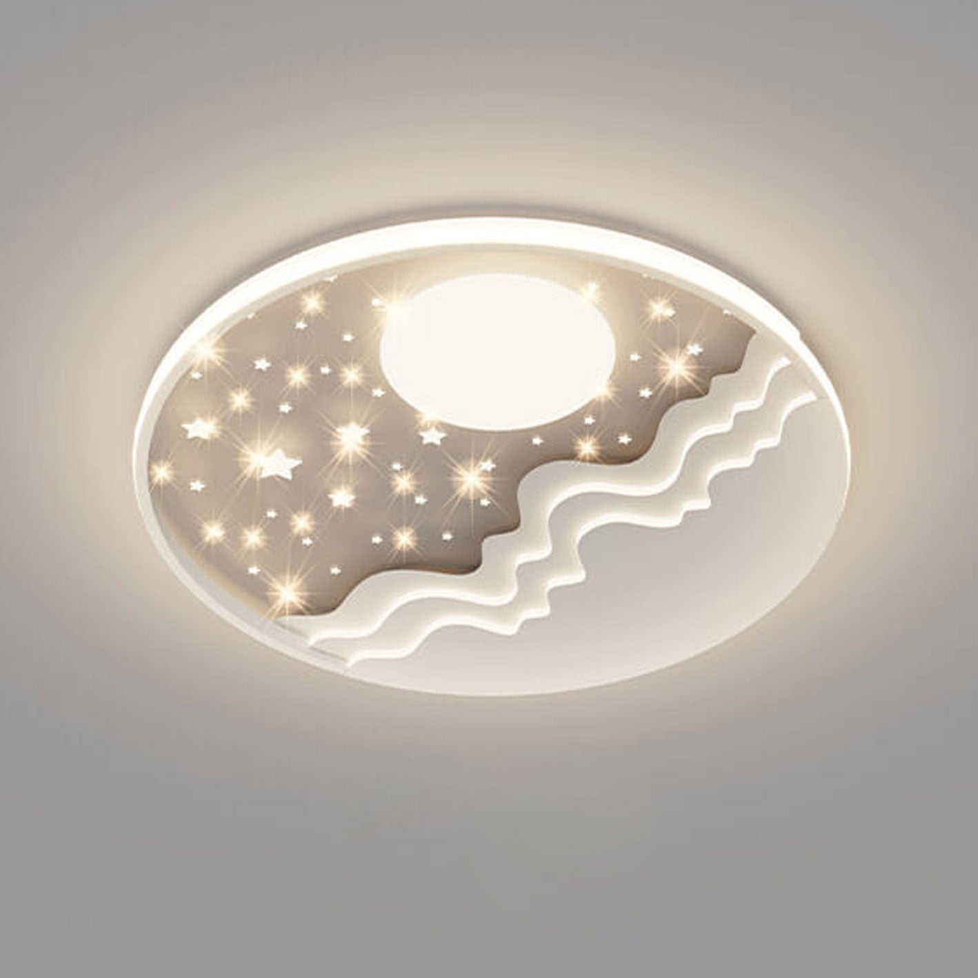 Nordic Aluminum LED Flush Mount Ceiling Light – Round Star Moon Design - Modern Home Lighting