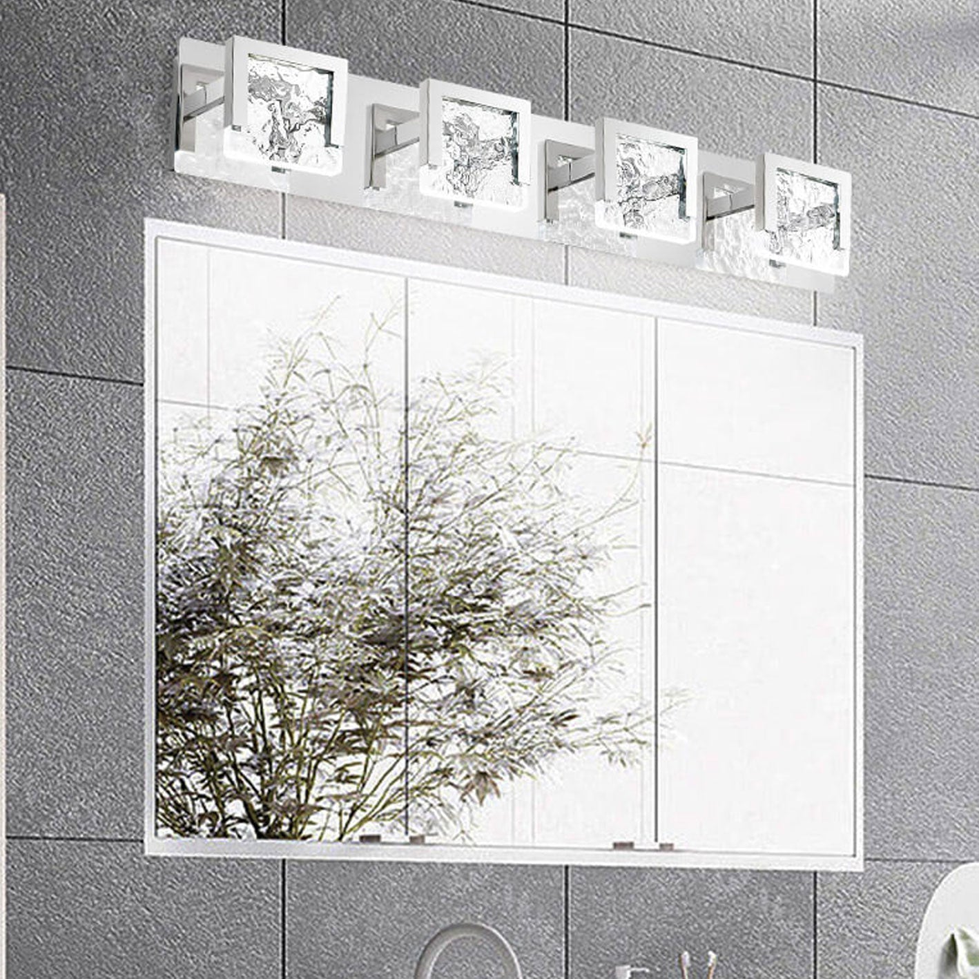 Minimalist Acrylic LED Vanity Wall Light - Glass Texture Mirror Fixture