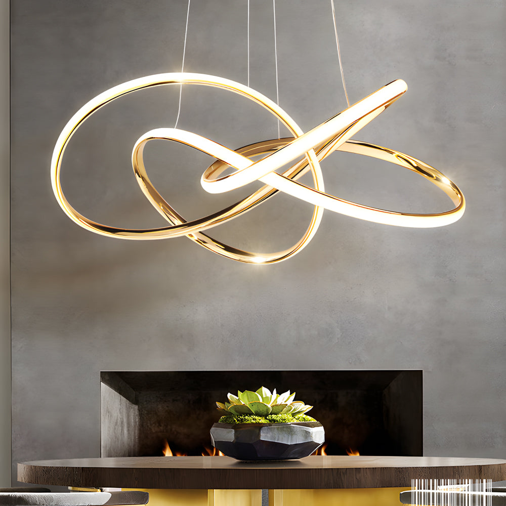 Circular Curved LED Chandelier - 3 Step Dimming Modern Lighting Solution