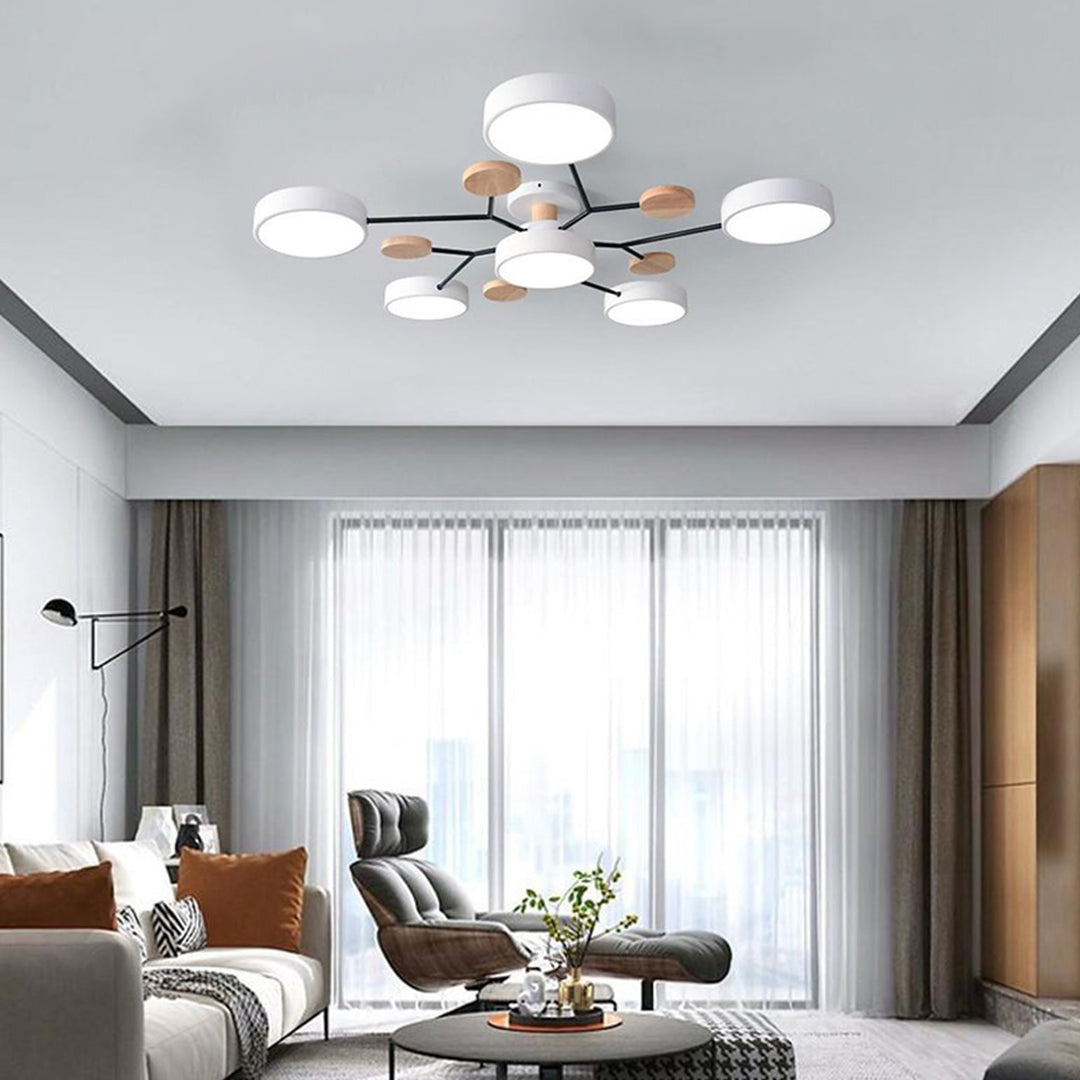 Sputnik Chandelier for Kids Room | Artistic Metal & Wood Ceiling Lights