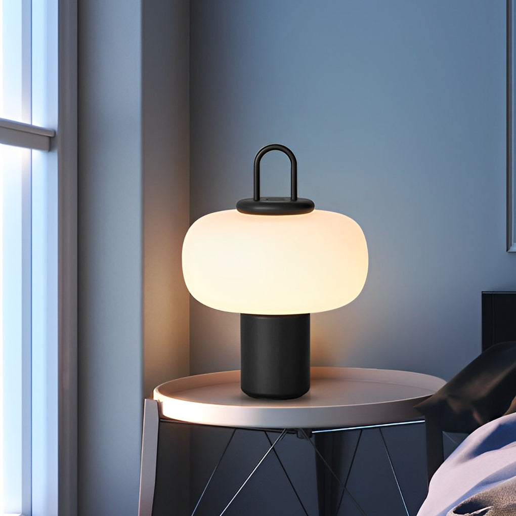 Modern Milk Glass Orb Table Lamp - Portable LED Ambient Lighting for Home Decor