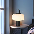 Modern Milk Glass Orb Table Lamp - Portable LED Ambient Lighting for Home Decor