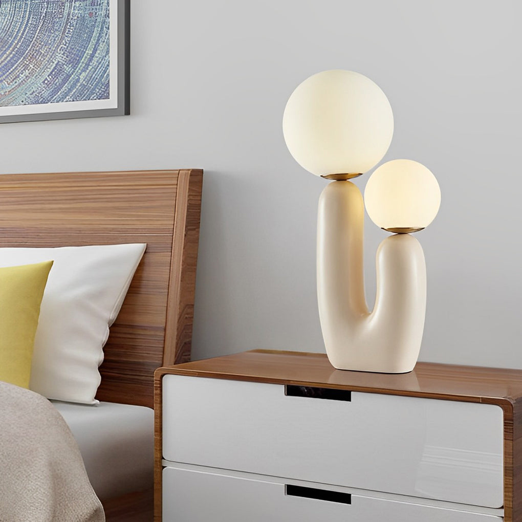 Modern Beige Cactus LED Table Lamp - 2-Light Accent Lighting