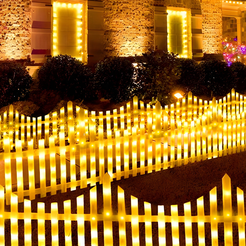 8-Pack Wave-Shaped Solar LED Garden Fence Lights for Christmas
