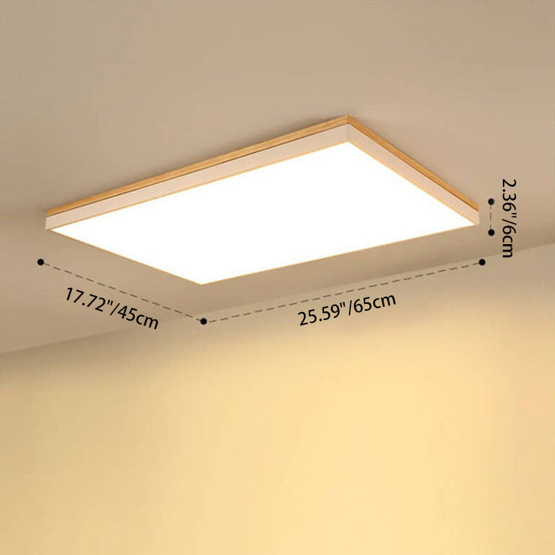 Modern Minimalist Solid Wood LED Flush Mount Light for Living Room