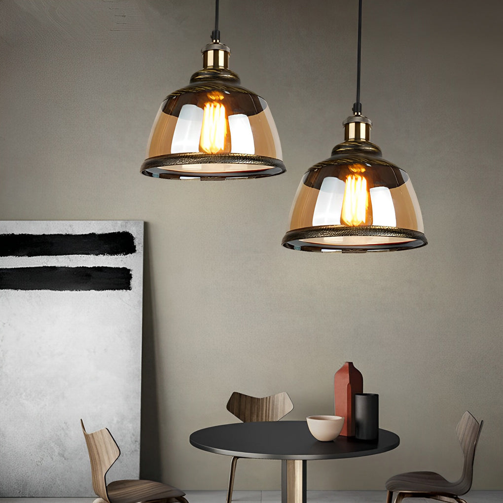 Green Bronze Glass Industrial Pendant Light Chandelier