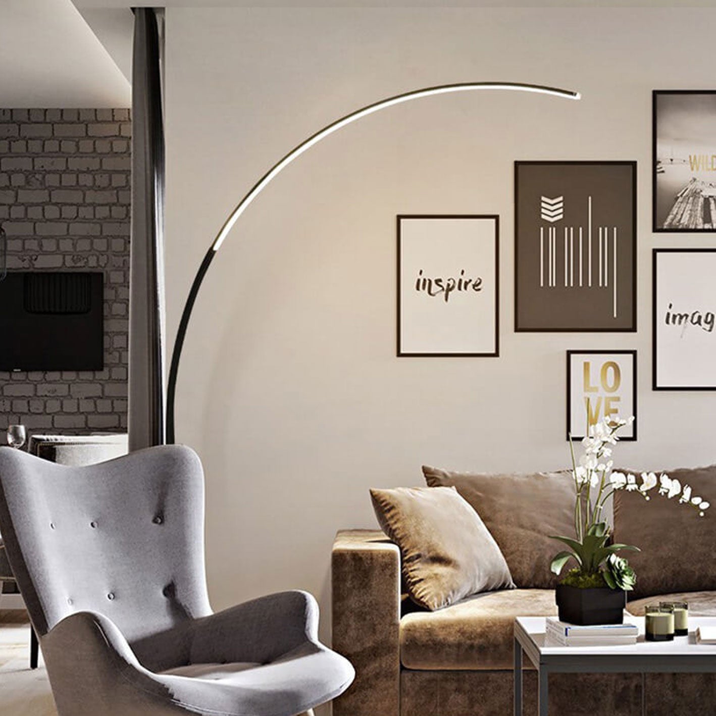 Minimalist Curved Line LED Aluminum Floor Lamp