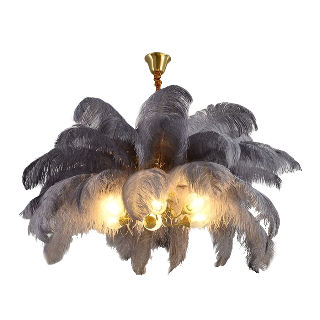Feathers Copper Nordic Chandelier Flush Mount Ceiling Light