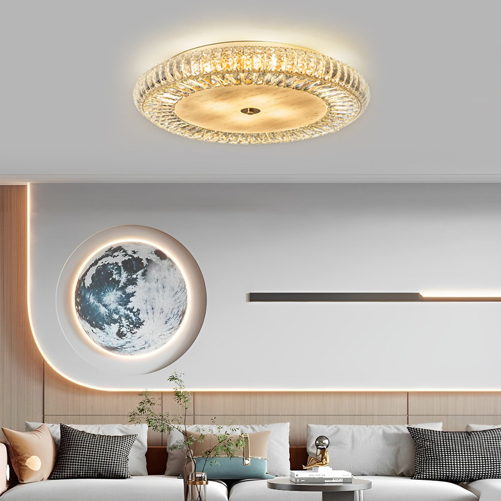 Round Crystal Dimmable Ceiling Light Fixture - Modern Luxury Design