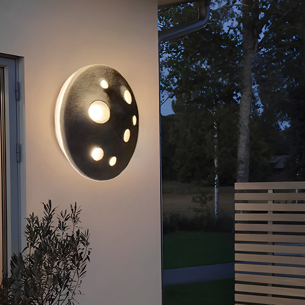 Round Creative Cement Lunar Crater Waterproof LED Wall Lamp