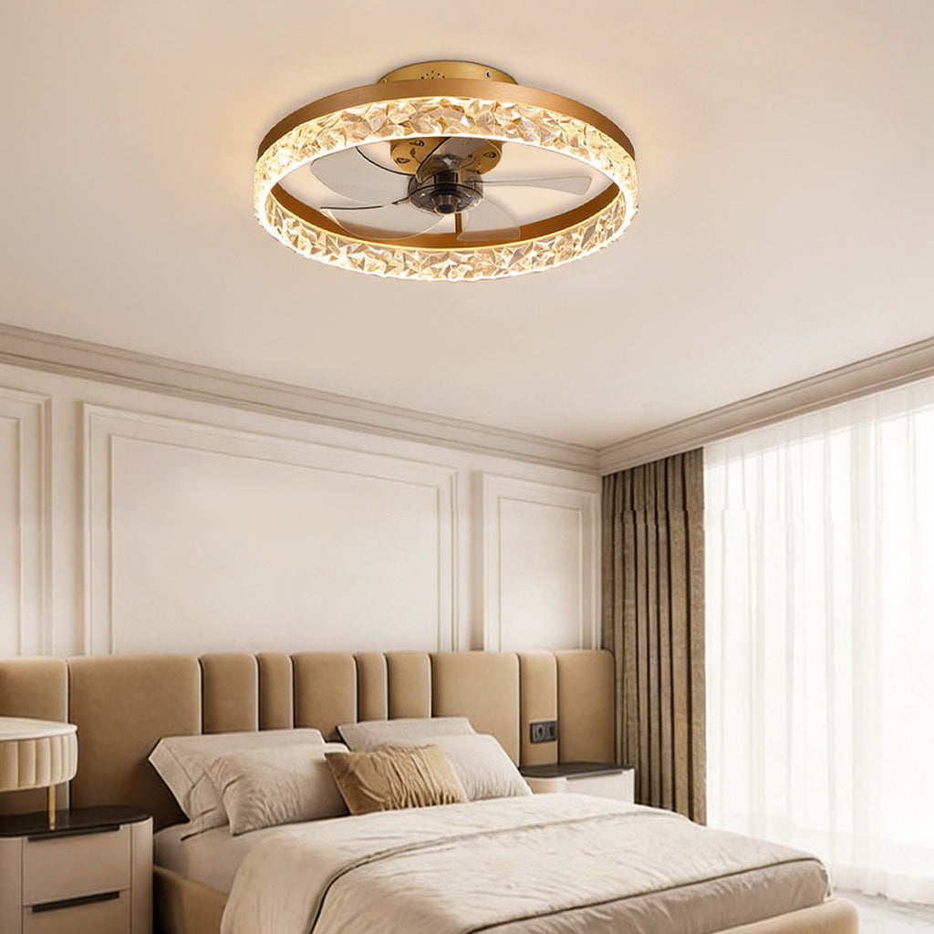 5-Blade Retro Ceiling Fan Light - Round Iron Design, Vintage Charm, Indoor Lighting